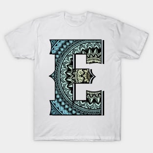 Mandala with alphabet E. T-Shirt